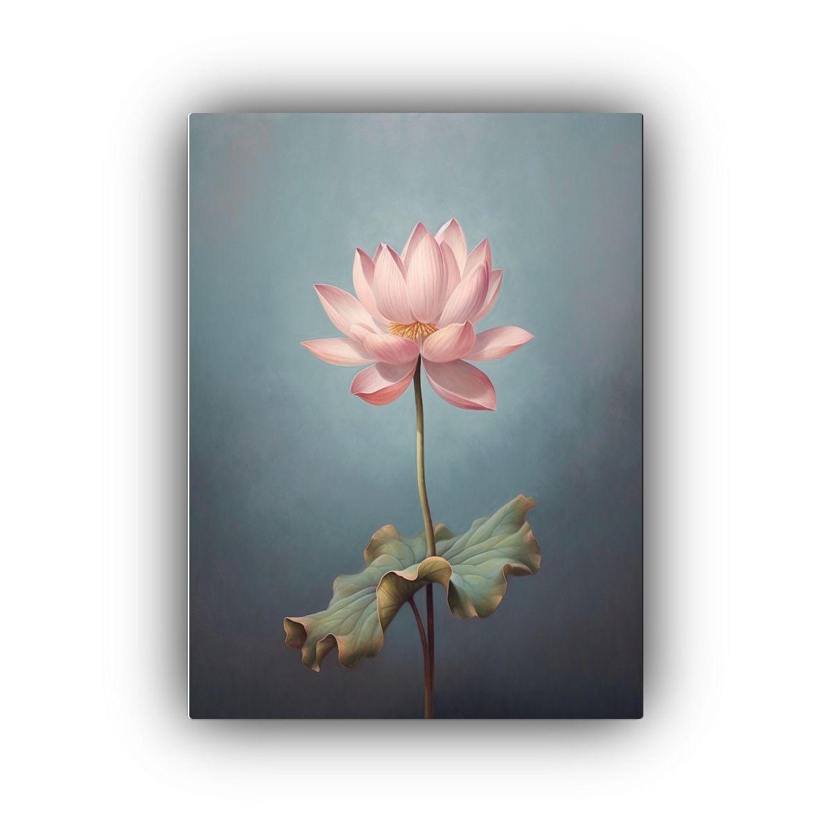 Pintura Minimalista Luminosa Con Tema De Loto 50x75 Cm-0