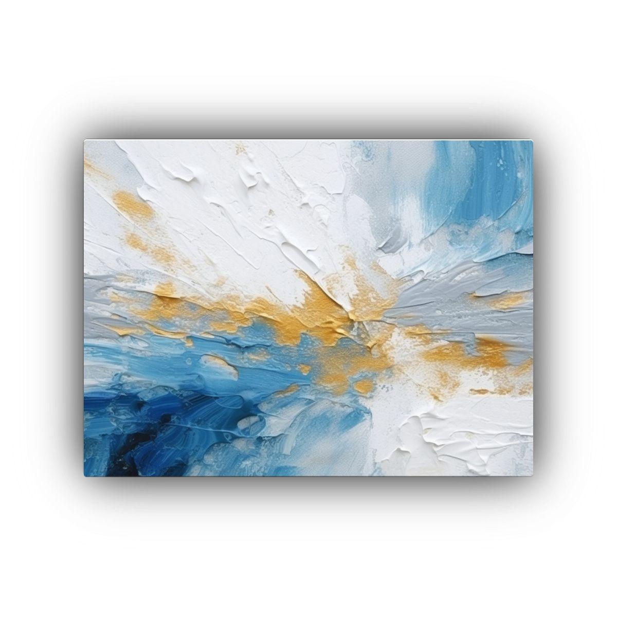 Pintura Abstracta En Azul Y Blanco Con Detalles 75x50cm-0