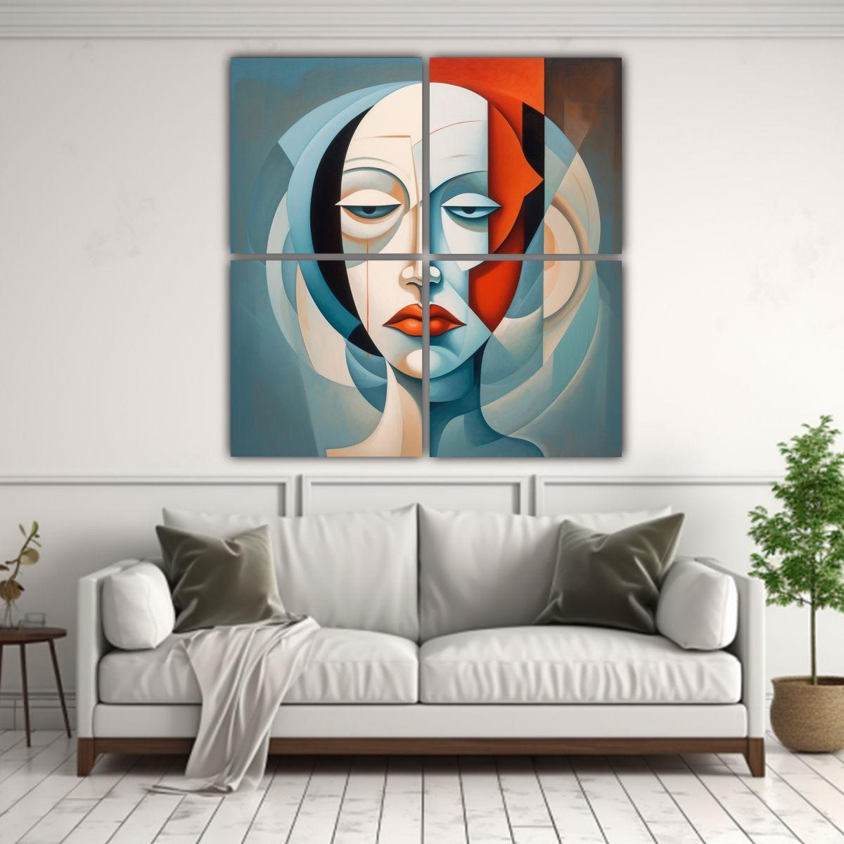 Pintura Abstracta Con Textura De Rostro Deformado 100x100 Cm-2