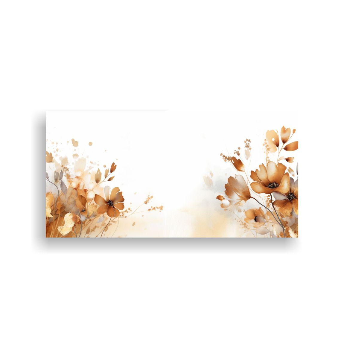Cuadro Pared Abstracto Floral Acuarela Dorado 140x70cm-0
