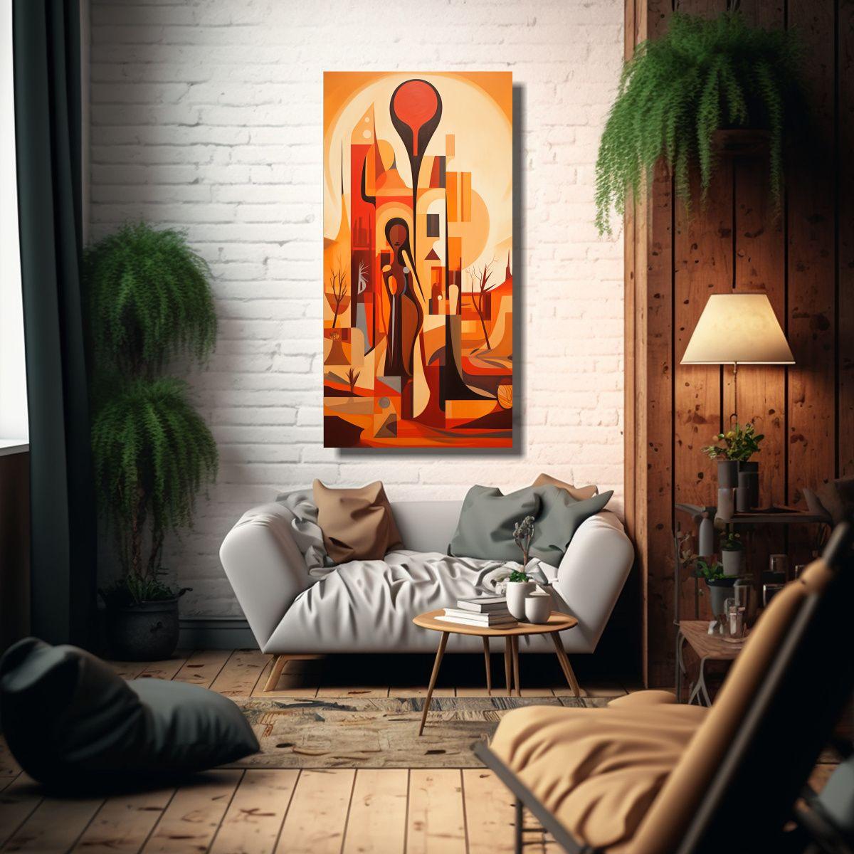 Pintura En Lienzo Con Relieve De Representación 70x140cm-2