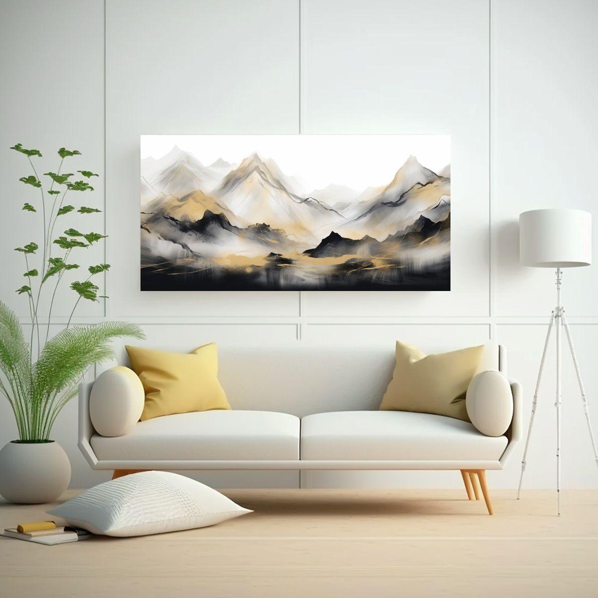 Cuadro Abstracto Montaña Naturaleza En Bastidor: 160x80cm-2