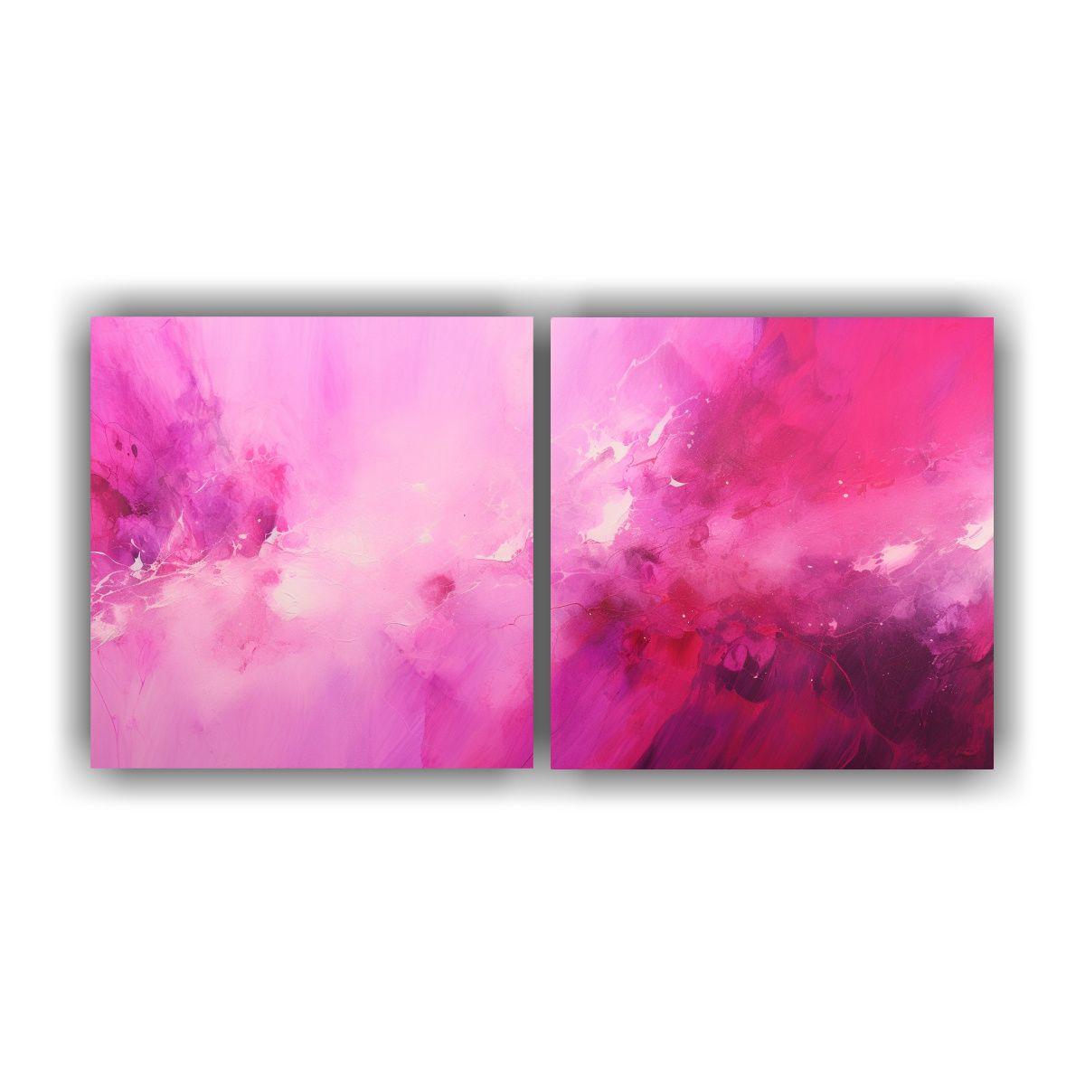 Cuadros Abstractos Elegantes En Tonos Fucsia 40x20 Cm-0
