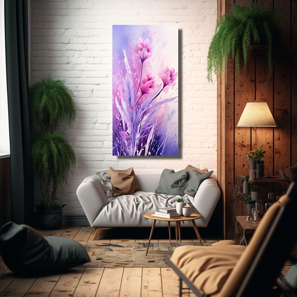 Lienzo Fotografía Granos Hierbas En Morado Y Rosa 20x40cm-2