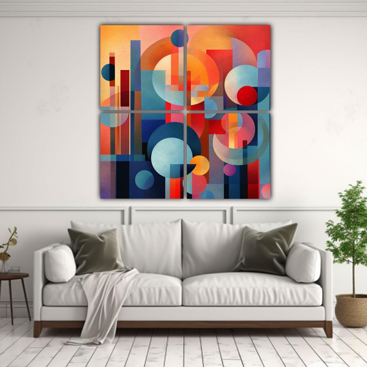 Cuatro Composición Modernos Habitación Arte 60x60 Cm-2