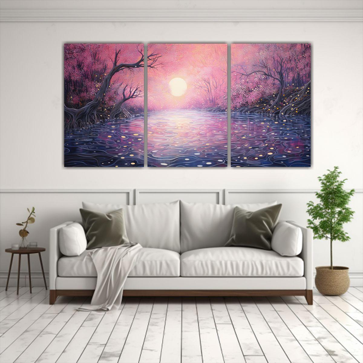 Set 3 Lienzos De Tela Abstracto Estética 180x90 Cm-2