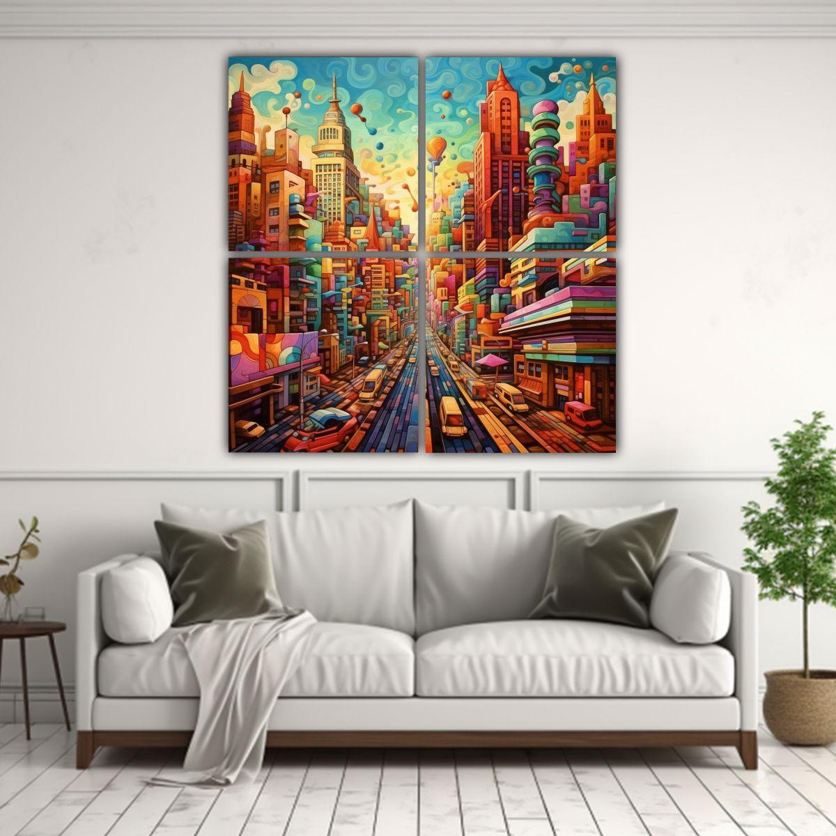 Cuatro Lienzos Inspiradores De Equilibrio Visual, 180x180 Cm-2