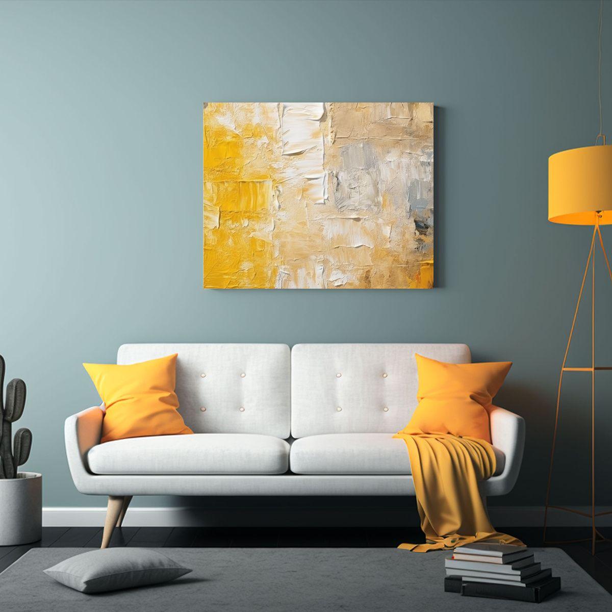 Lienzo De Tela Amarillo Con Textura Equilibrada: Composició 60x40cm-2