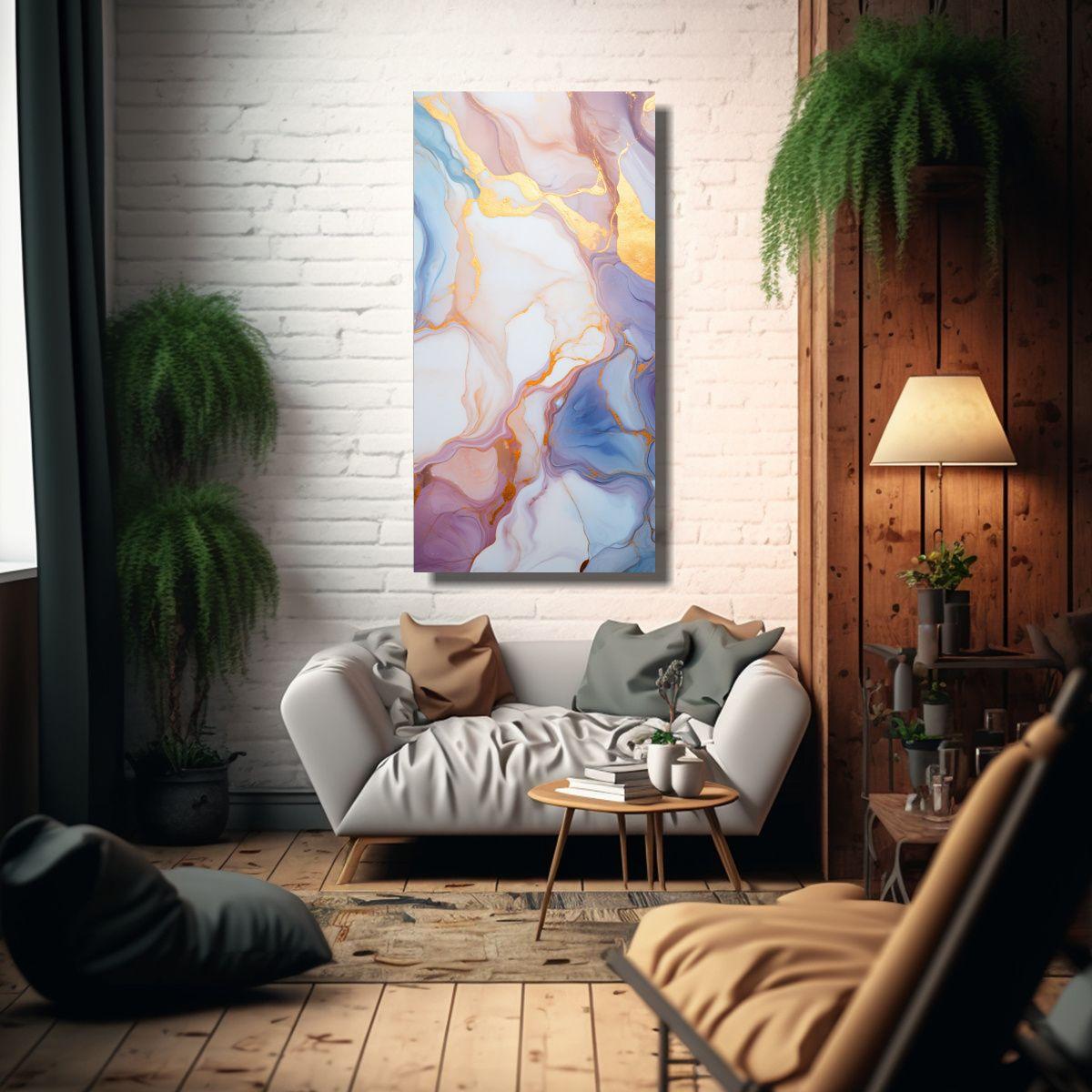 Pinturas Decorativas Vintage De Lienzo De Mármol 60x120cm-2