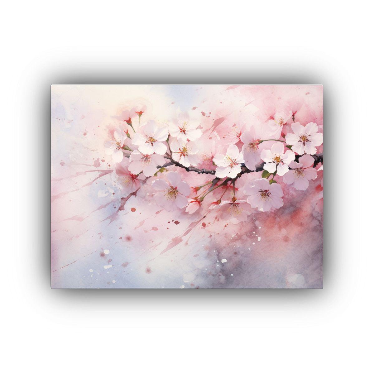 Cuadro De Tela Equilibrio Sakura Pastel Pintura Abstracta Fl 65x50cm-0