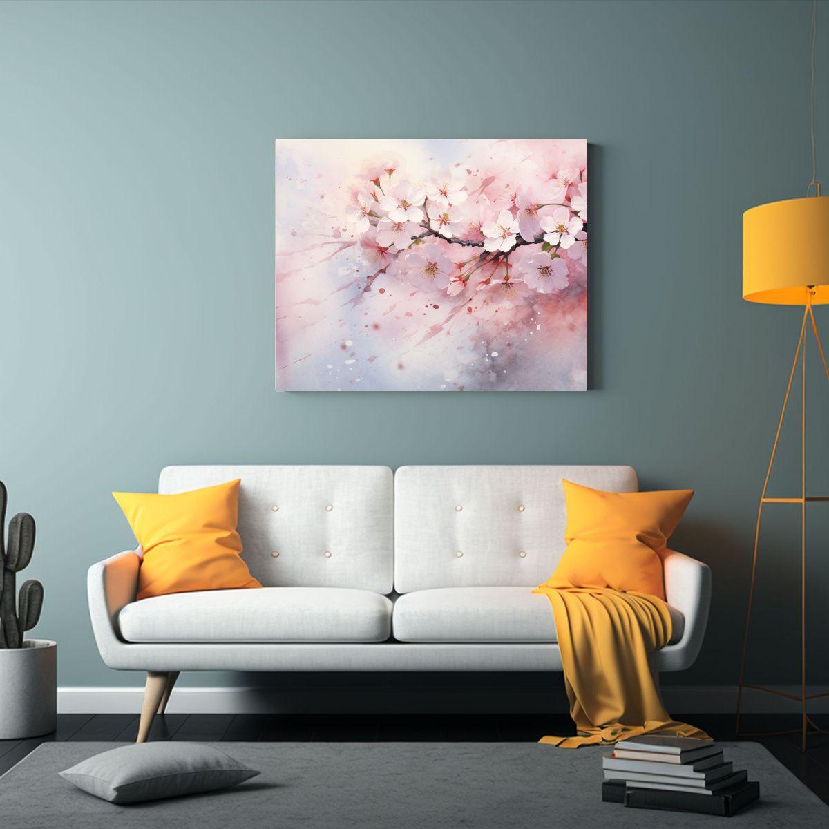 Cuadro De Tela Equilibrio Sakura Pastel Pintura Abstracta Fl 65x50cm-2