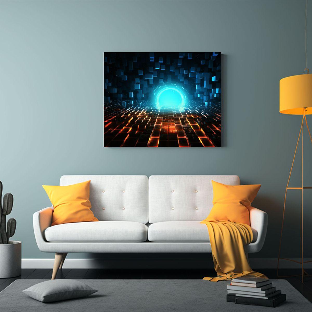 Fondo Abstracto Oscuro De Tecnología Urbana Para Decoració 40x30cm-2
