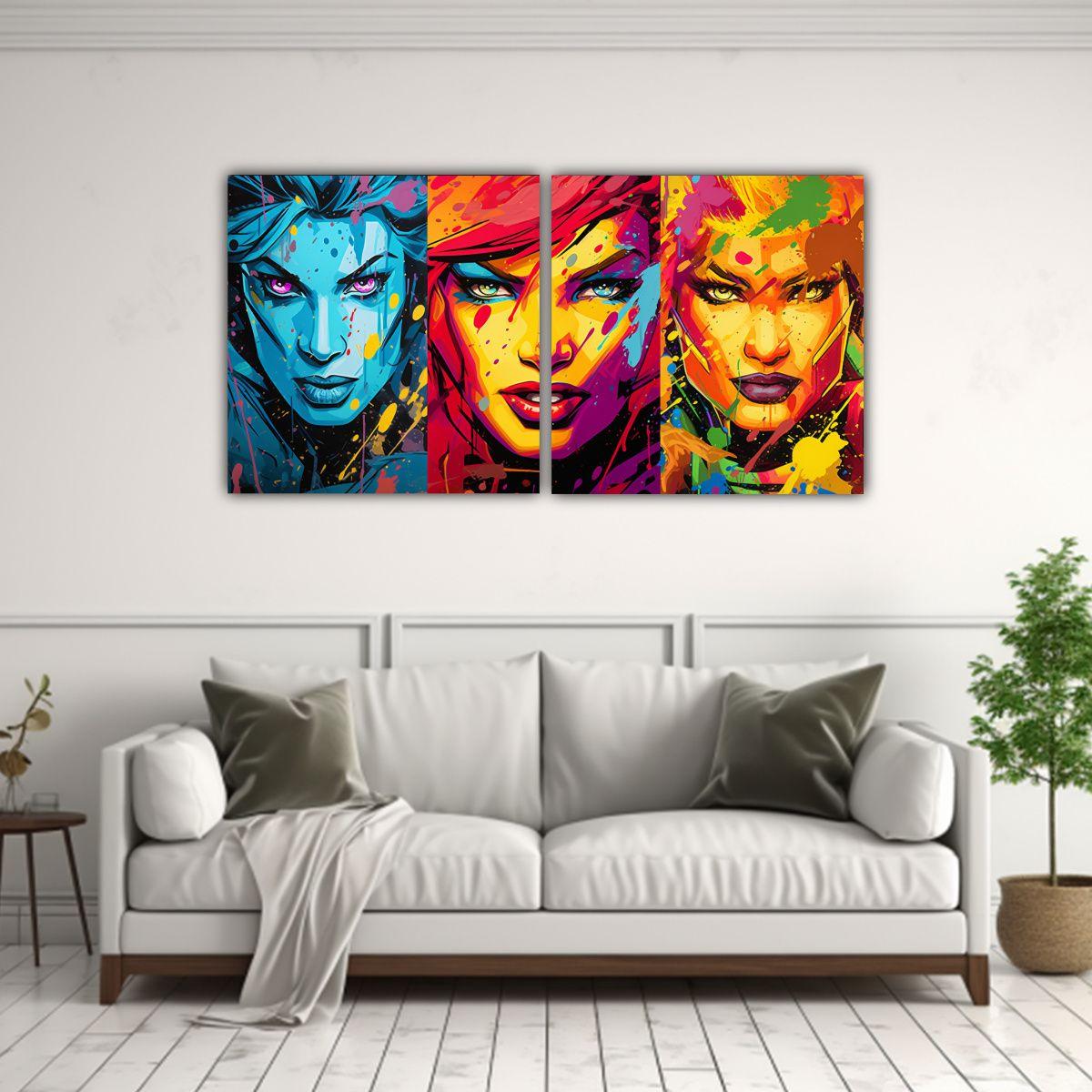 Cuadros Modernos Abstractos Fusionando El Pop Art 60x30 Cm-2
