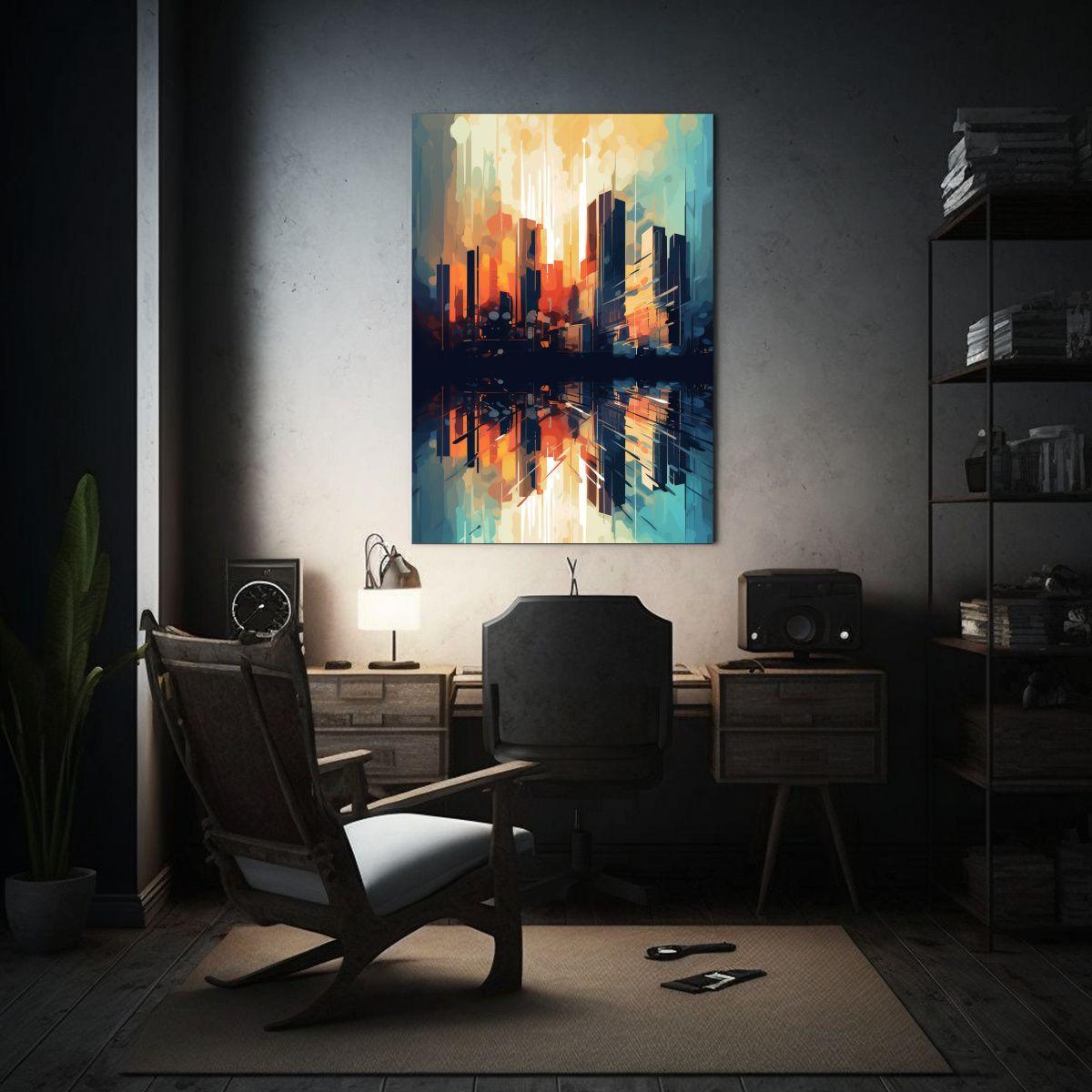 Cuadro Abstracto Ciudad Visión Lienzo 40x60cm-2