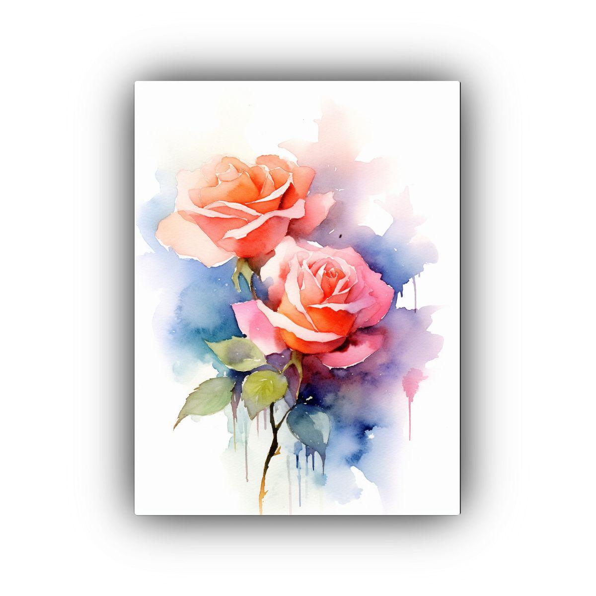 Pintura Decorativa De Rosas Simplificada, 50x65cm-0