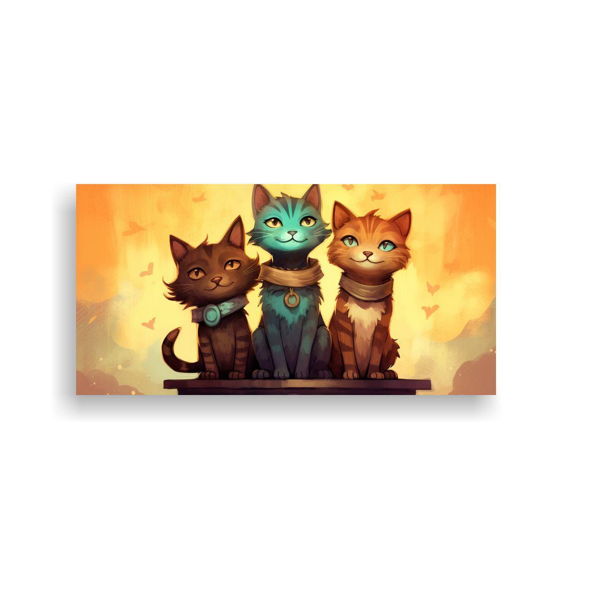 Cuadro De Gatos En Stack Mirando Hacia El Cielo 160x80cm-0