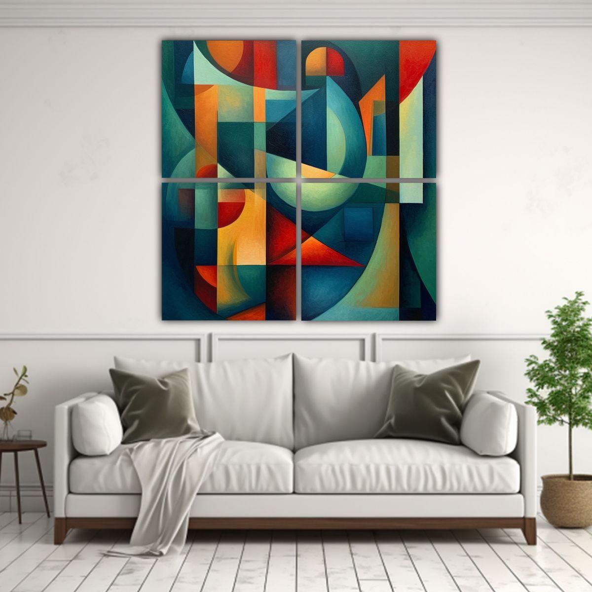 Lienzos Geométricos Abstractos Con Estilo Alegre 160x160 Cm-2