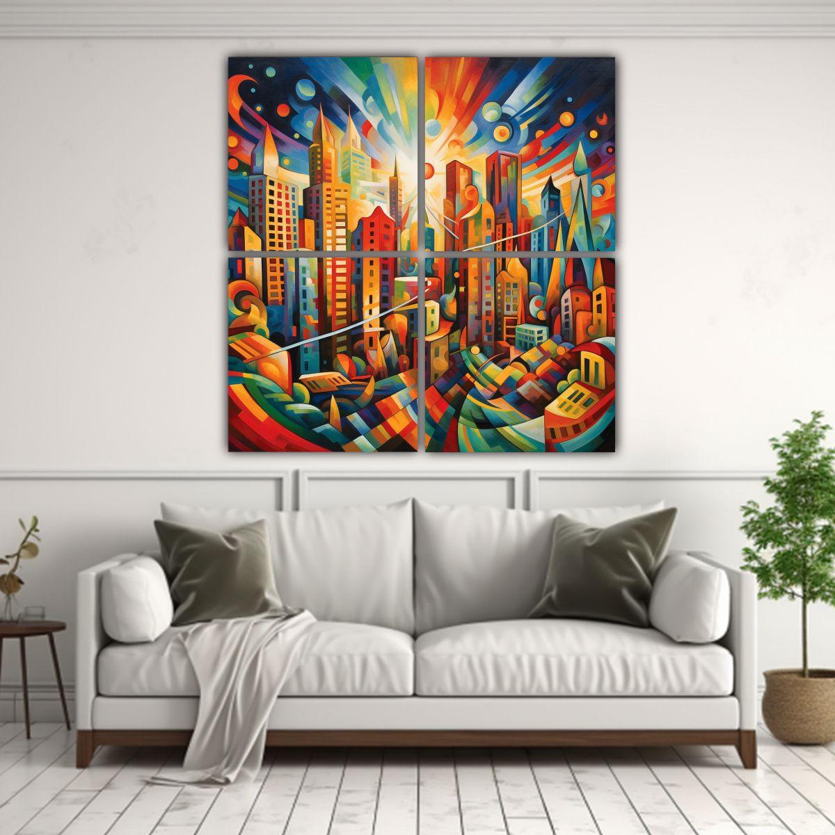 Cuatro Lienzos De Tela Inspiración Profunda 80x80 Cm-2