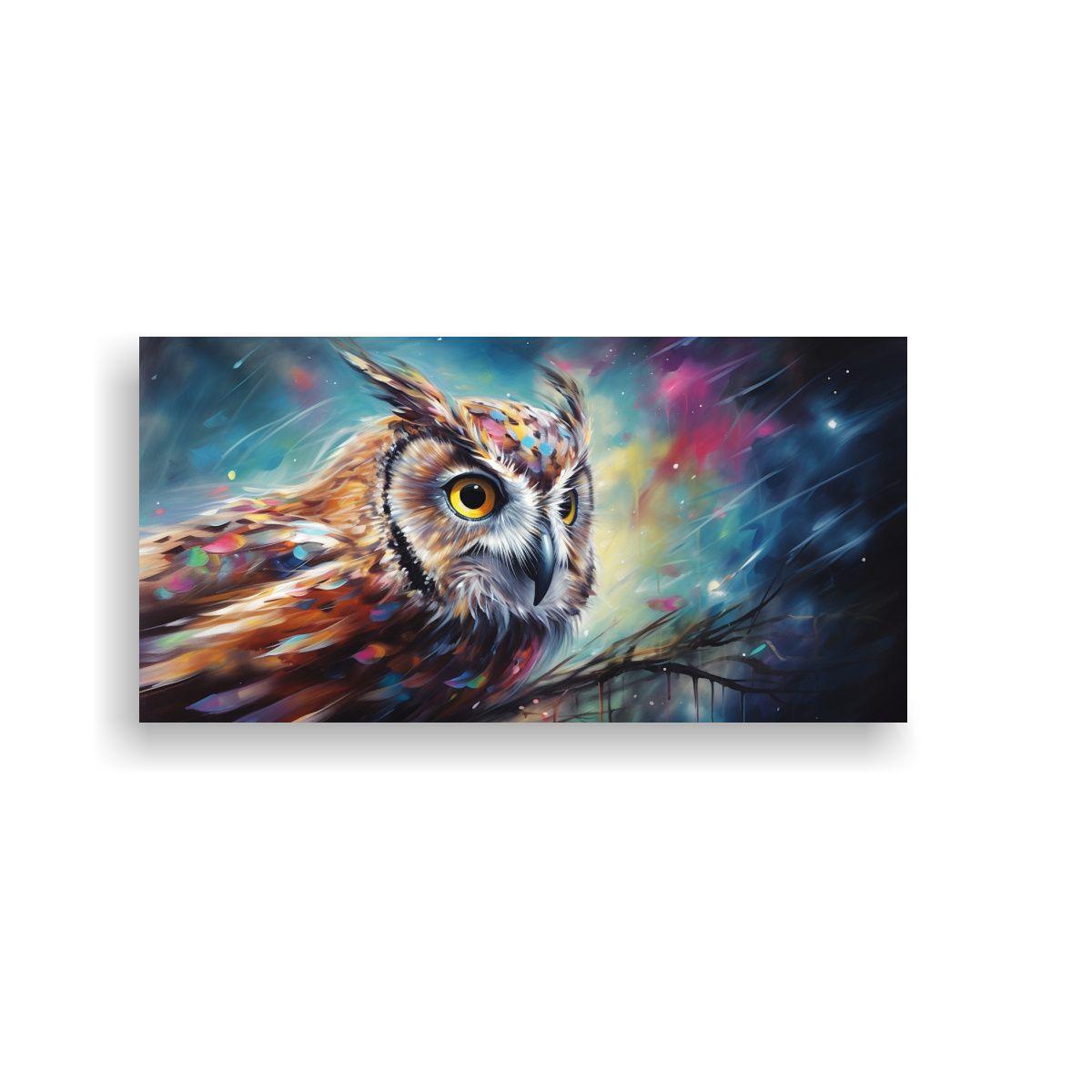 Pintura Al Estilo óleo De Búho Colorido En Estil 100x50cm-0
