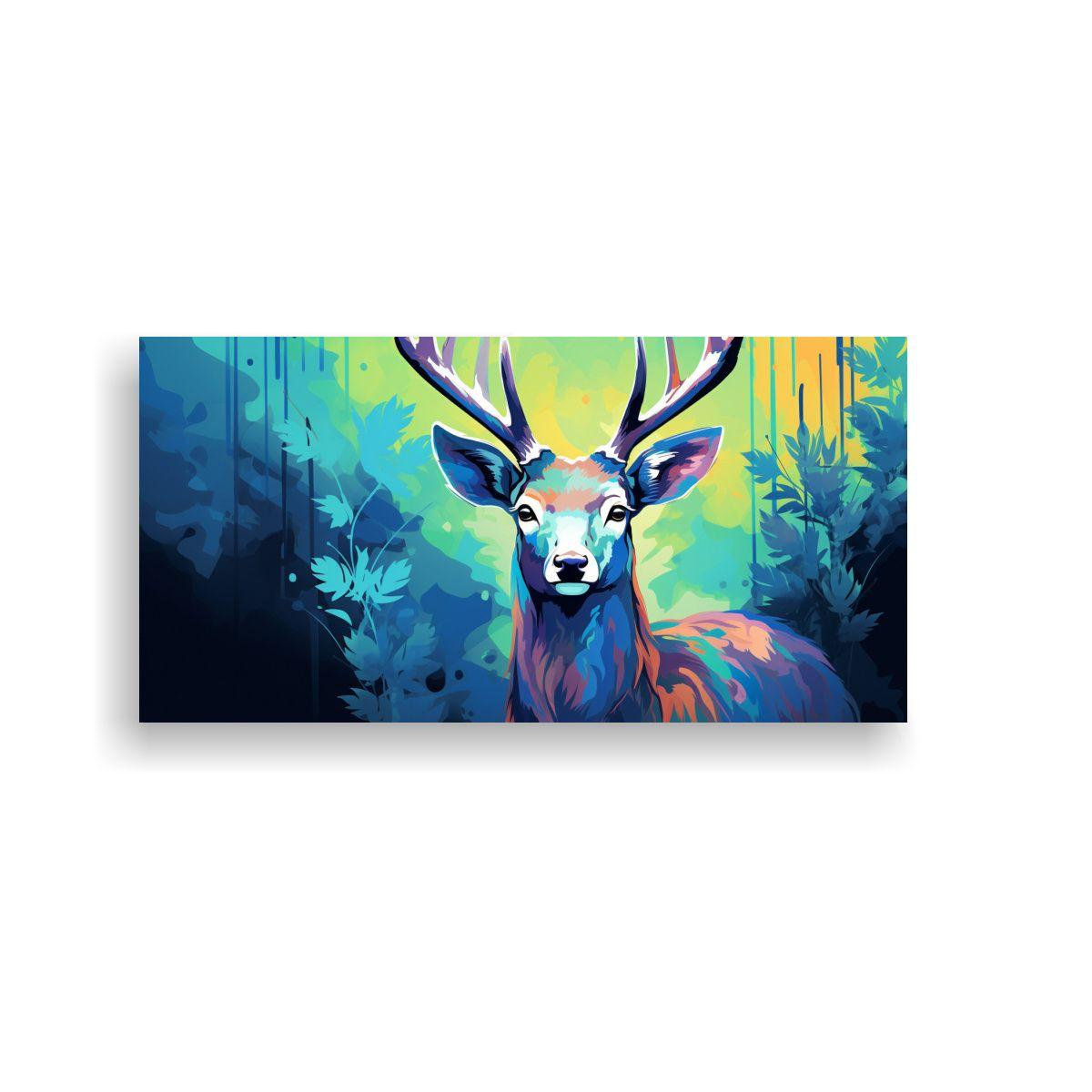 Pintura De Ciervo En Helecho Y Zafiro: Arte Pop Ne 80x40cm-0