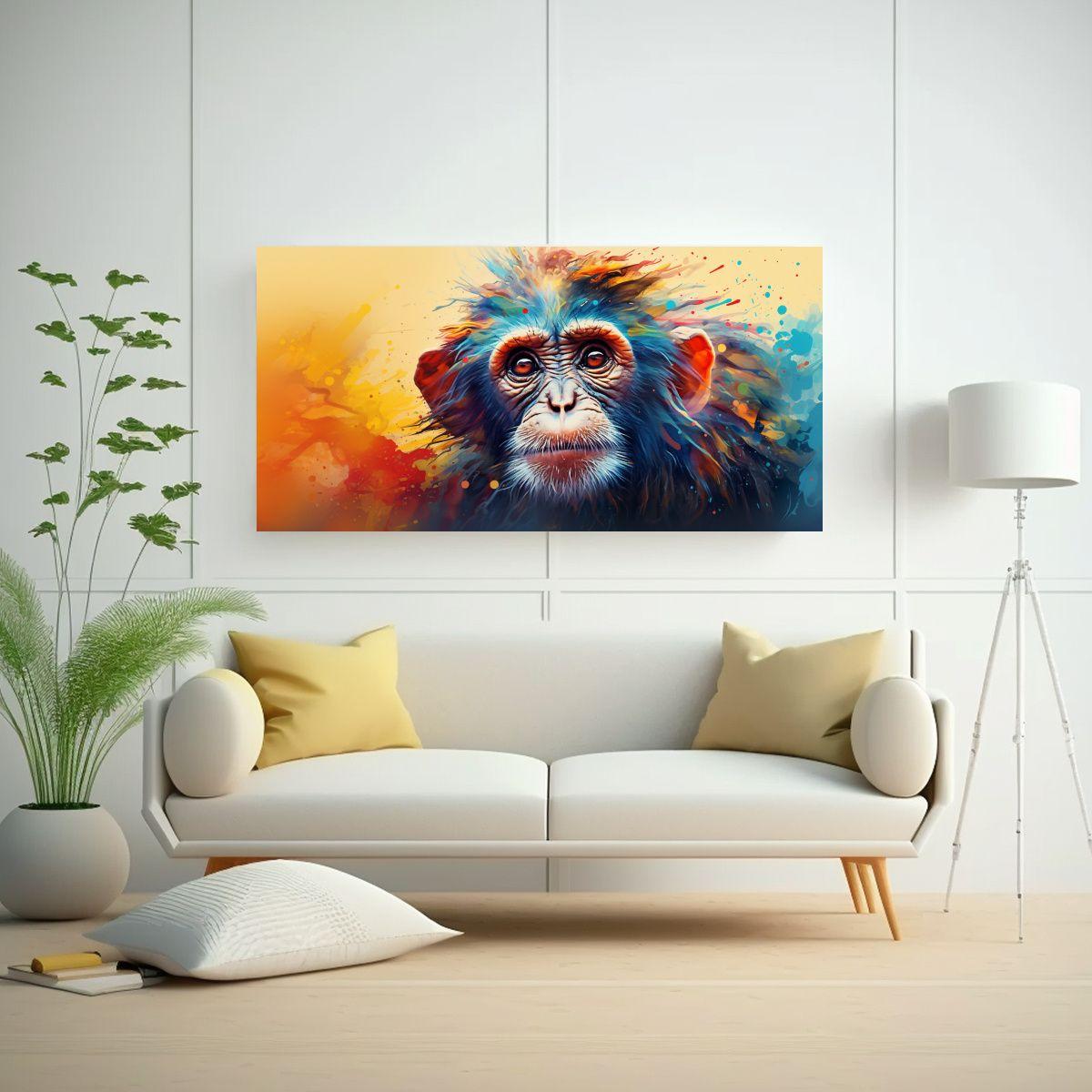 Pintura Colorida De Estilo Acuarela De Mono 120x60 Cm-2