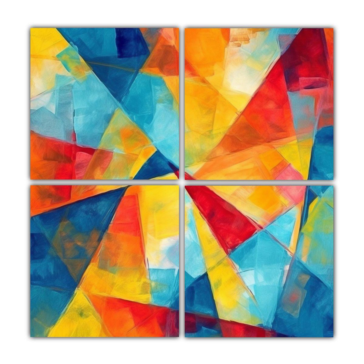 Cuatro Cuadros Moderno Abstractos Expresionistas 80x80 Cm-0
