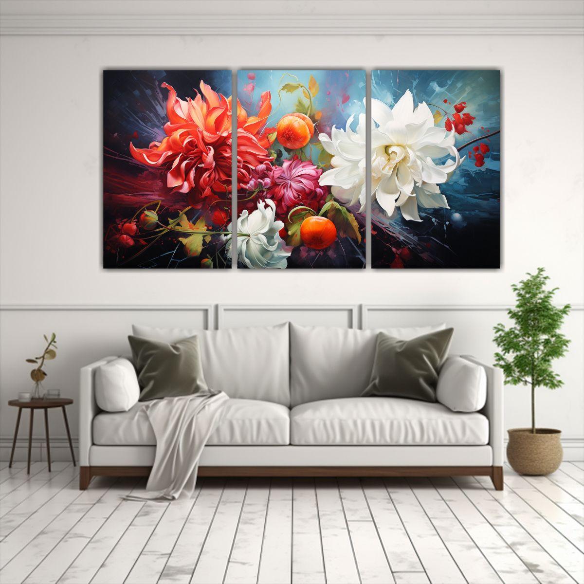 Cuadros Modernos Abstractos De Flores Mágicas 90x45 Cm-2