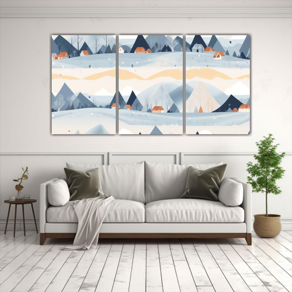 Paisaje Abstracto Moderno En Dimensiones Set 3 120x60 Cm-2