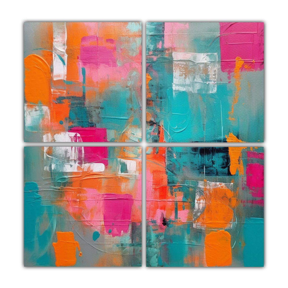 Pinturas De Decoración Moderna De 4 Lienzos 120x120 Cm-0