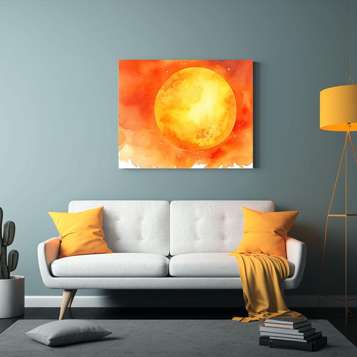 Pinturas De Decoración De Sol Acuarela De Alta 50x40cm-2