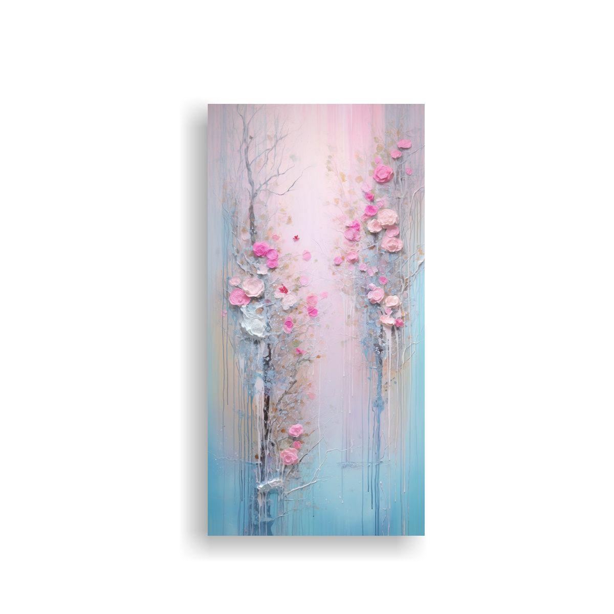 Pintura Abstracta En Rosa Y Dorado Estilo 40x80cm-0