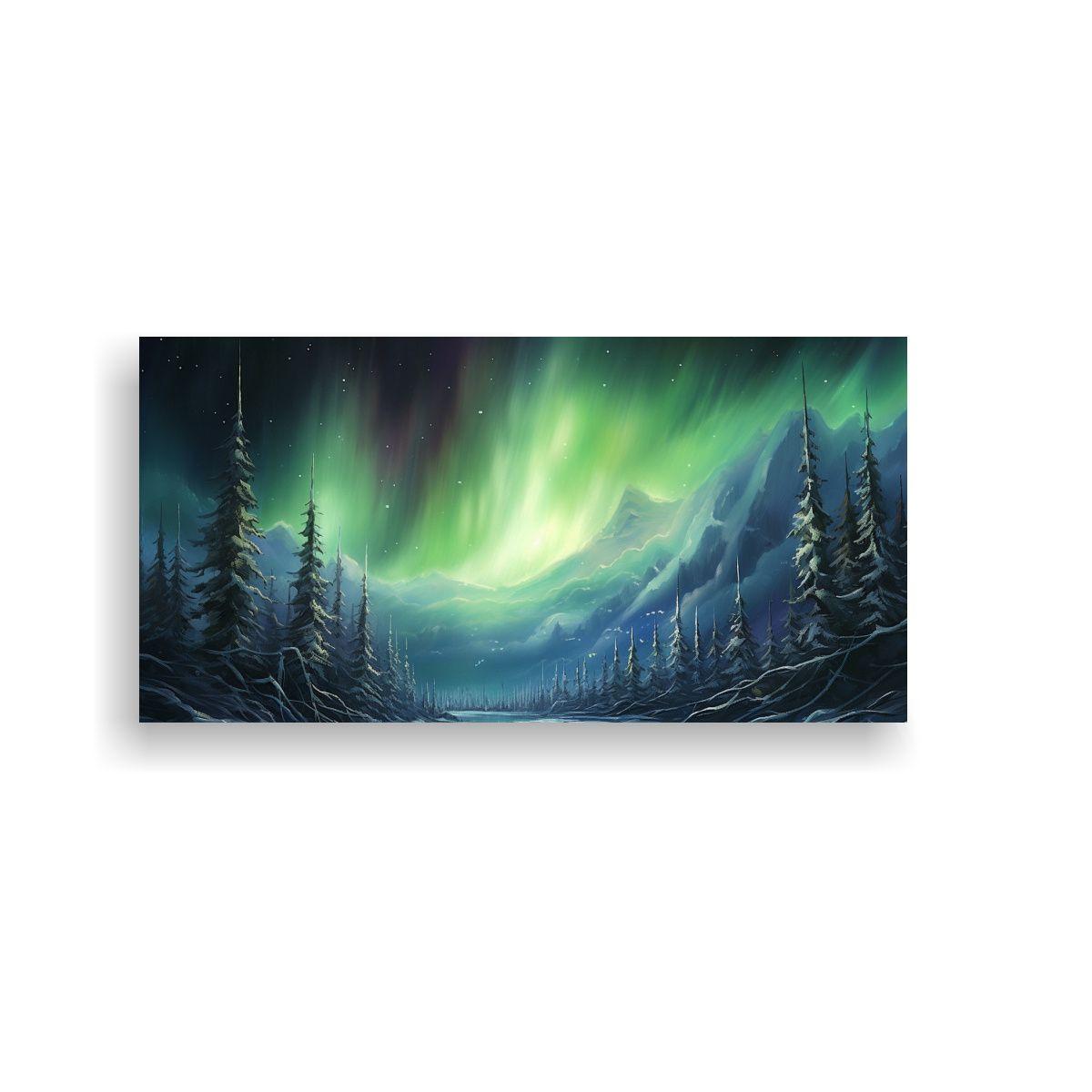 Pintura Abstracta De Aurora Boreal En Colores 80x40 Cm-0