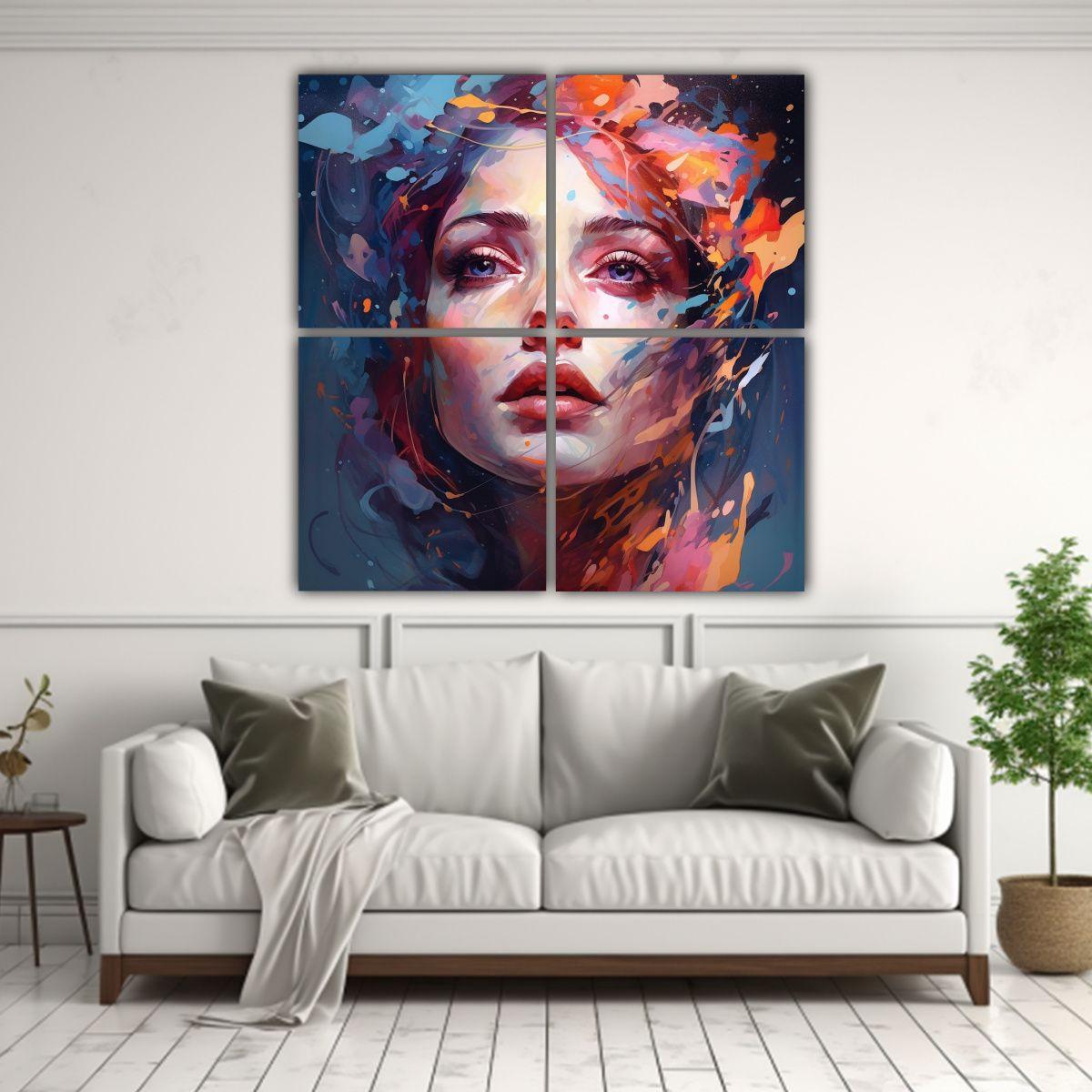 Cuadro Pintado En Bastidor Con Dibujo De Arte 60x60 Cm-2