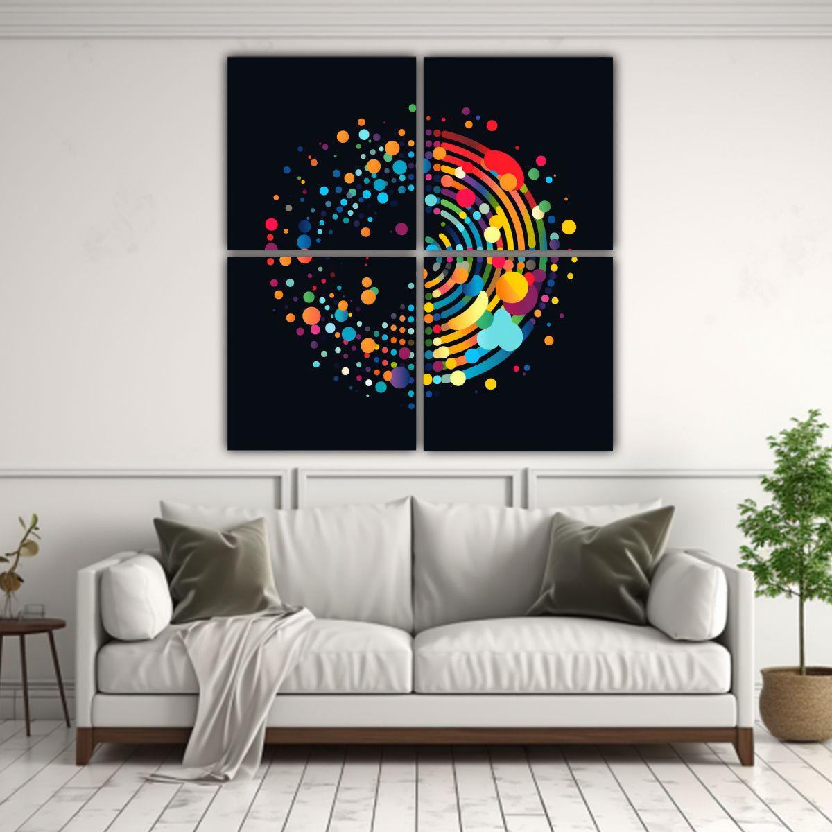 Pintura Abstracta De Vanguardia Con 4 Colores 60x60 Cm-2