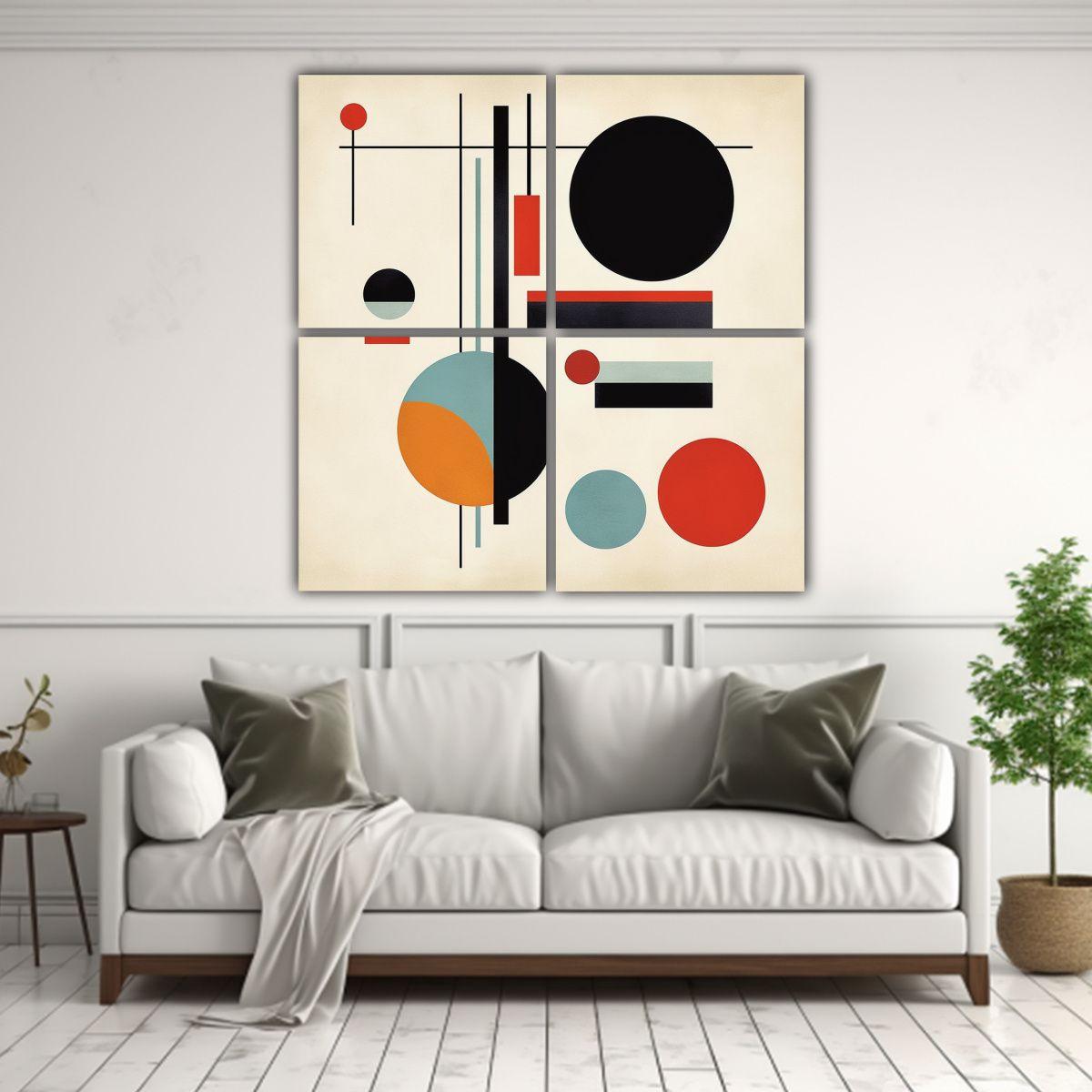 Cuatro Artes De Pared Minimalistas Tema Bauhaus 100x100 Cm-2