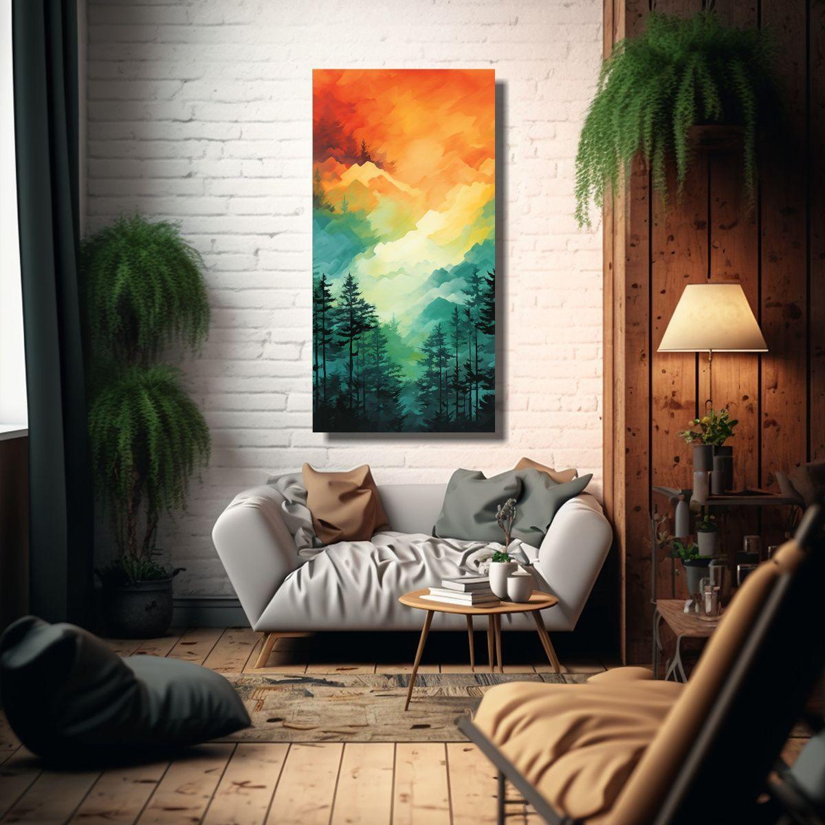 Arte De Pared Dibujo Época Bosque Abstracto 70x140cm-2