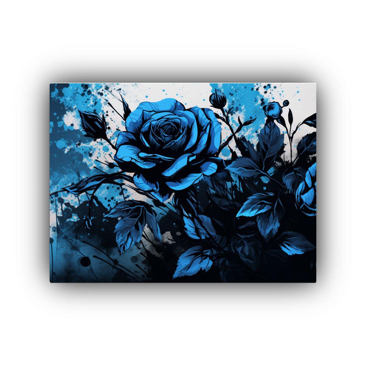 Pintura De Pared Tema Textura En Colores Negro Y Azul Estilo 120x80cm-0