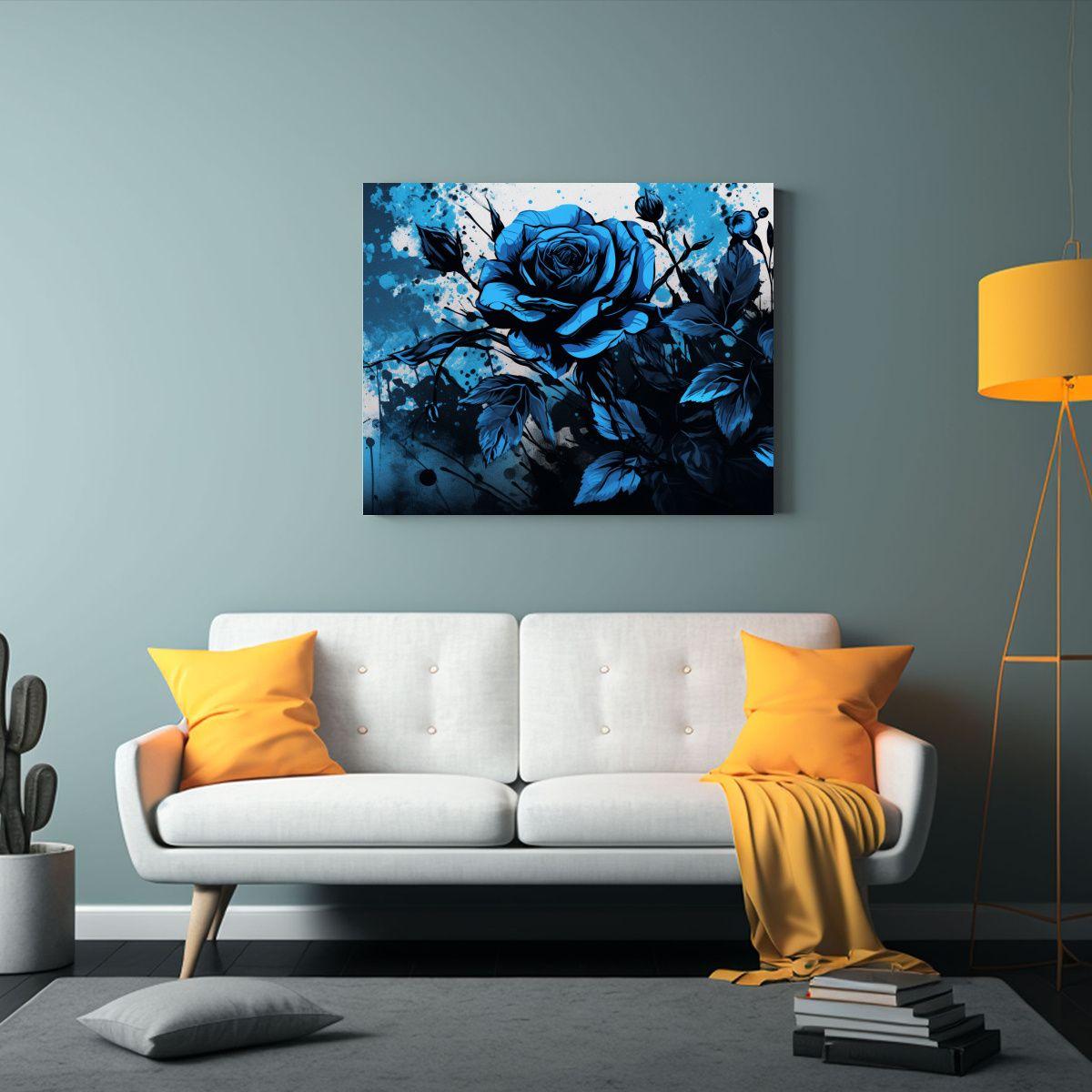 Pintura De Pared Tema Textura En Colores Negro Y Azul Estilo 120x80cm-2