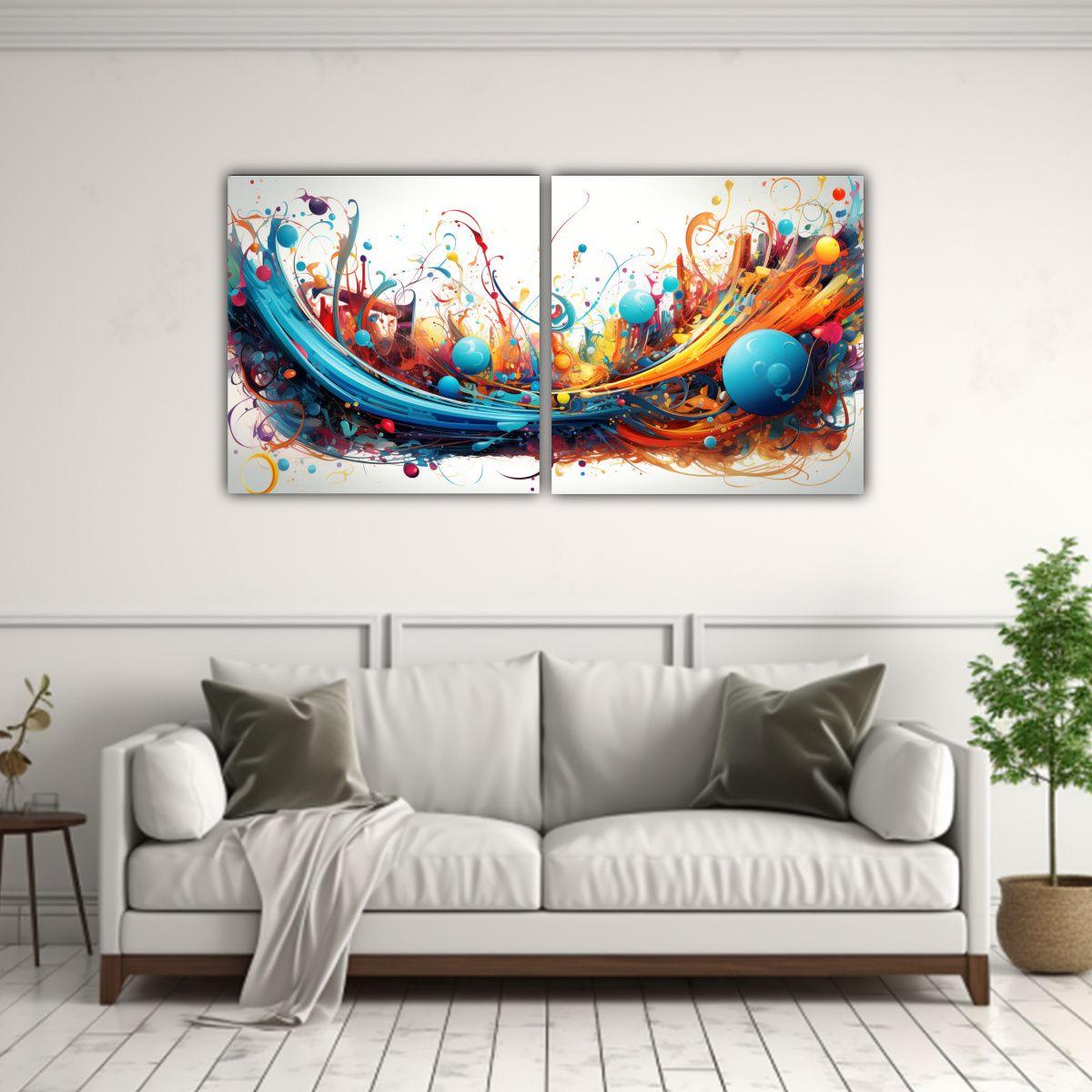 Set 2 Cuadros Abstractos Detalles Intrincados 140x70 Cm-2