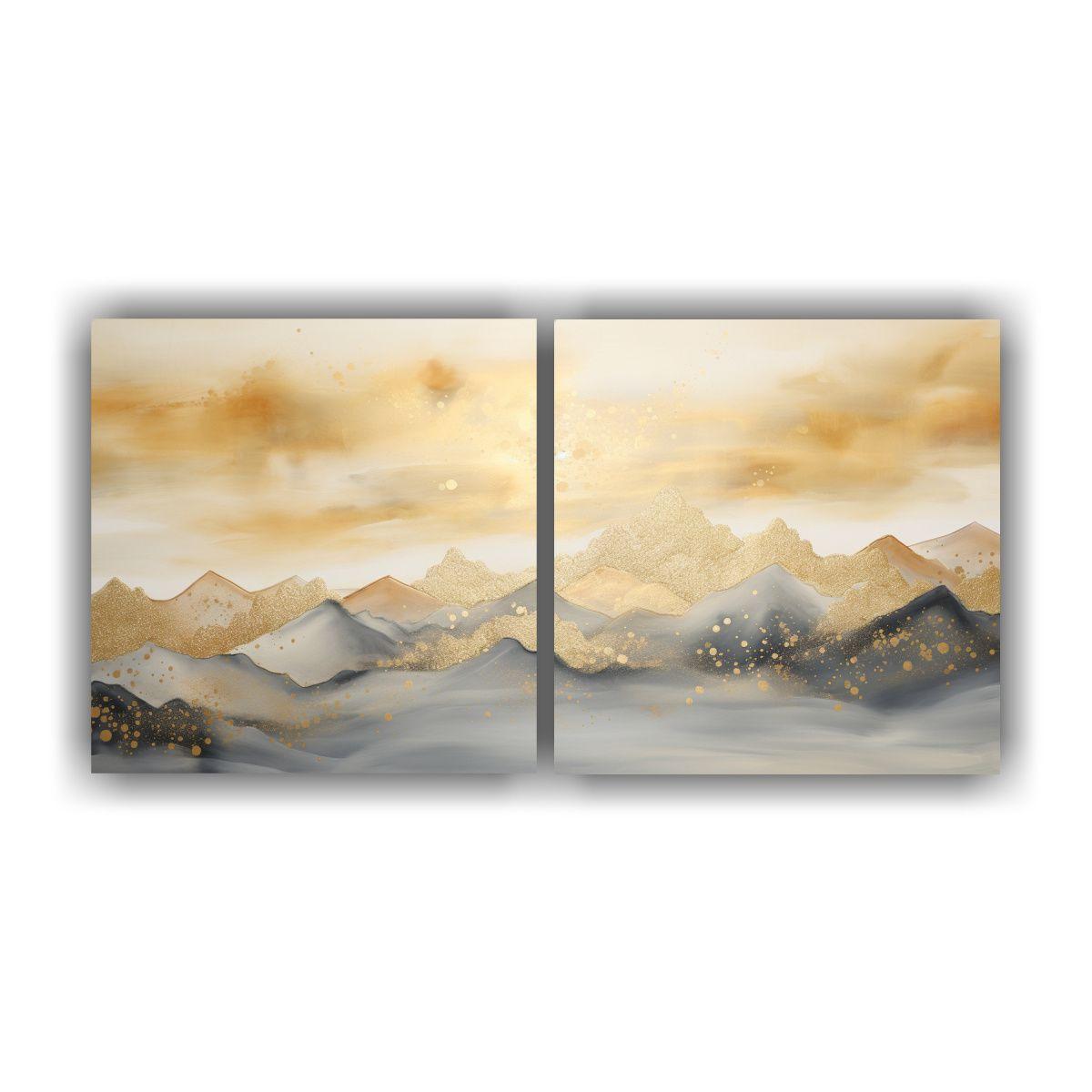 Cuadro Moderno Paisaje De Montaña Con Estilo 40x20 Cm-0