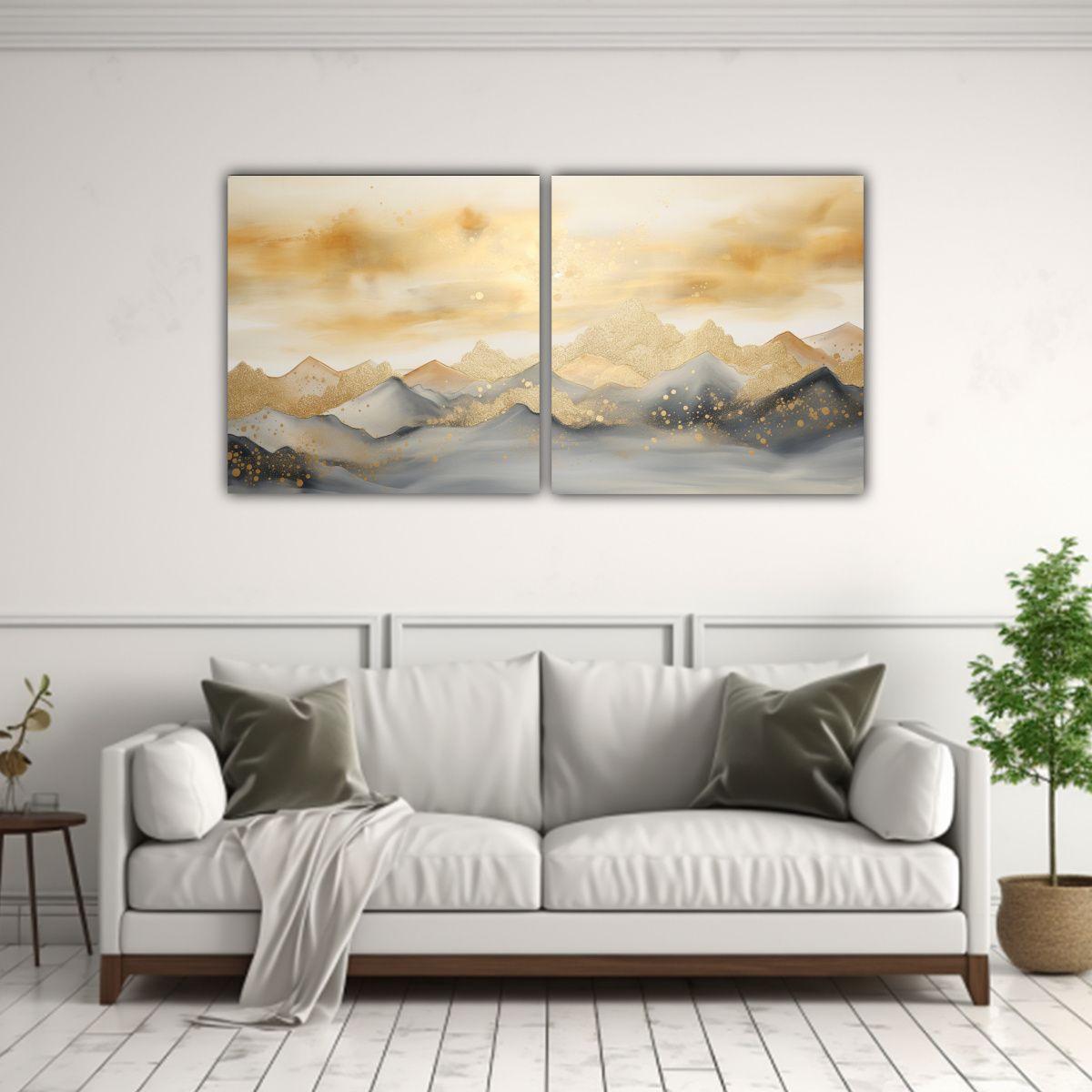 Cuadro Moderno Paisaje De Montaña Con Estilo 40x20 Cm-2