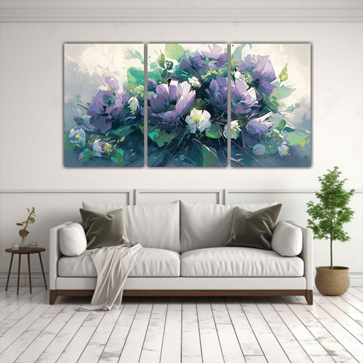 Conjunto De 3 Cuadros De Colores Belleza Pintura 150x75 Cm-2