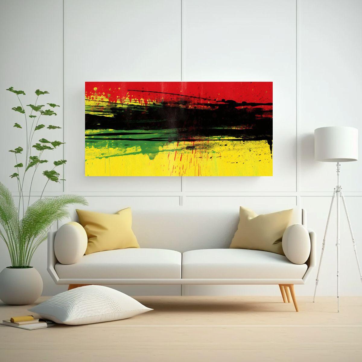 Cuadro Tela Canvas Rojo Negro Moderno Pincelada 100x50cm-2