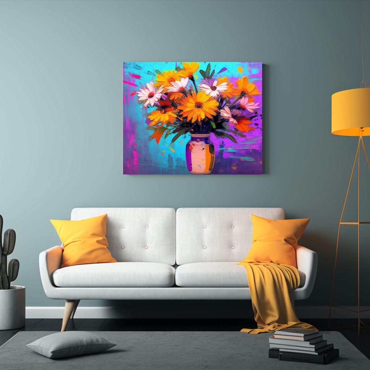 Arte De Pared Minimalismo Stepanyan Aster Flores Pop Arte Gr 90x60cm-2
