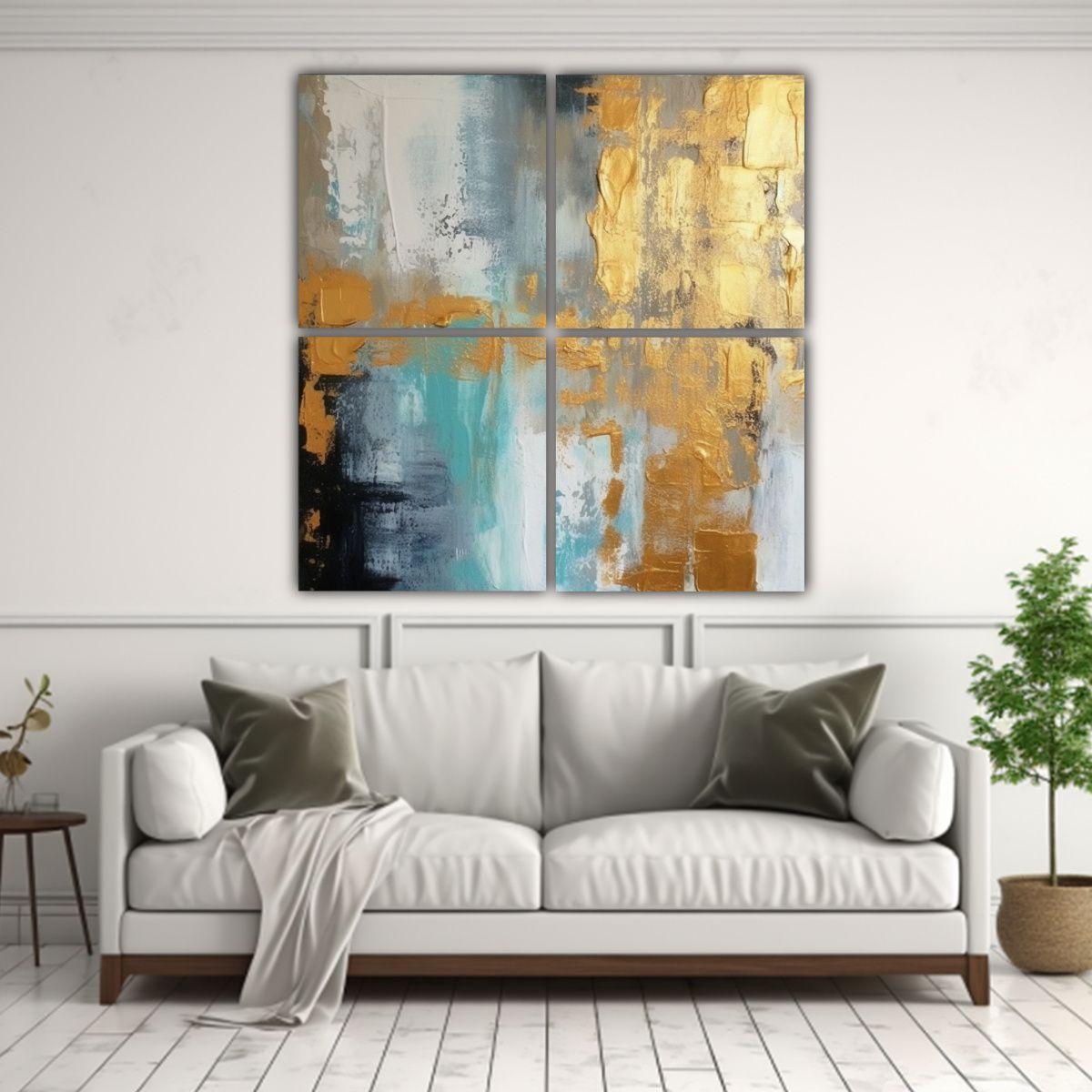 Cuadro Artístico Moderno: Pintura Abstracta 120x120 Cm-2
