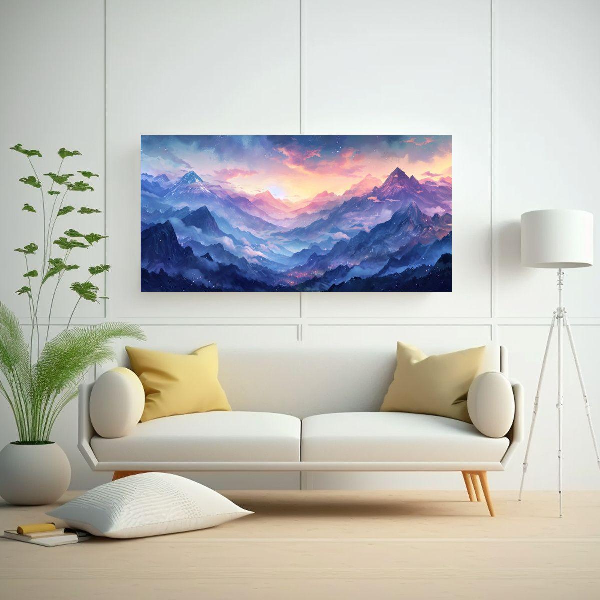 Pinturas Decorativas De Paisajes Montañosos 80x40cm-2