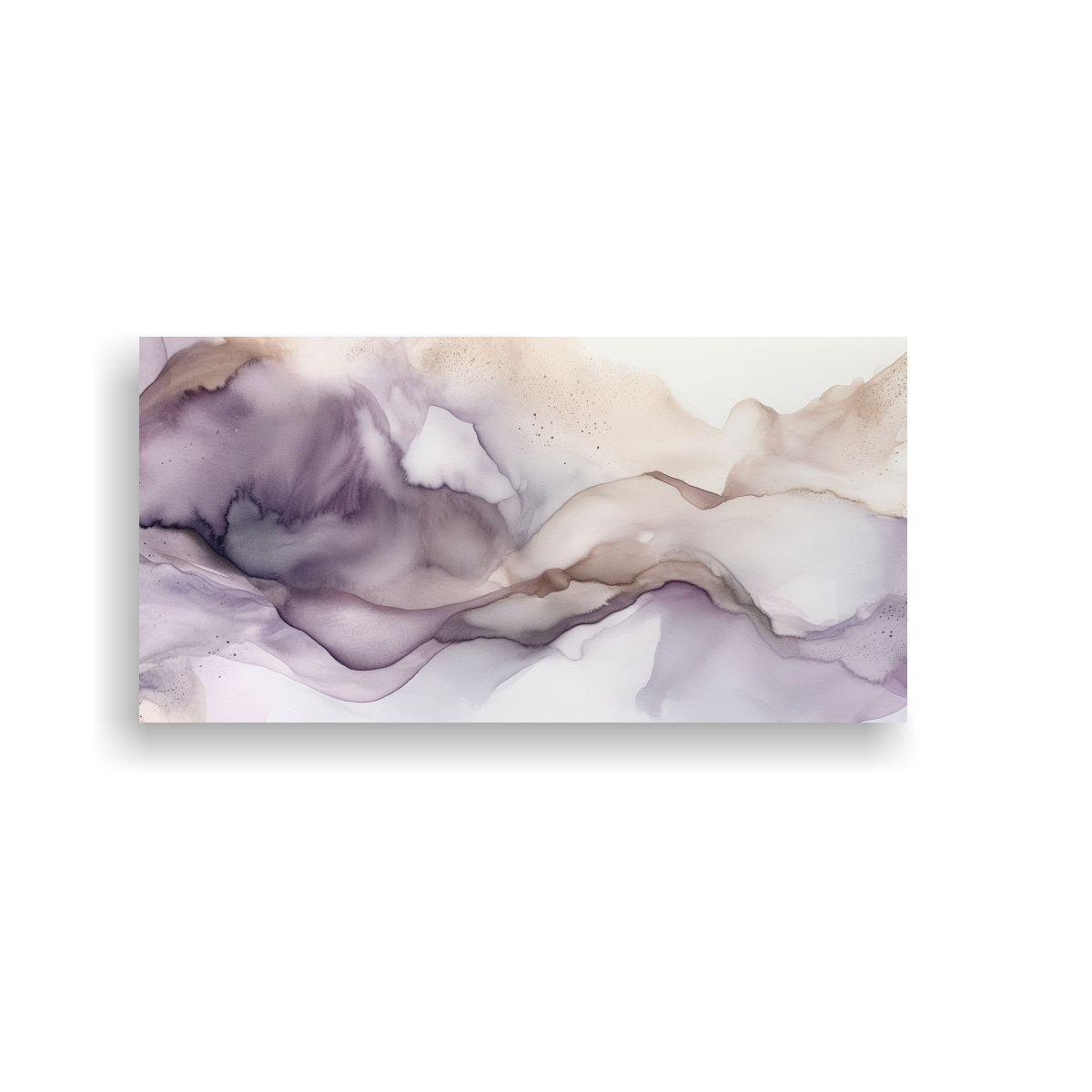 Cuadro De Tela Abstracto Gris Y Malva Con Textura 80x40cm-0