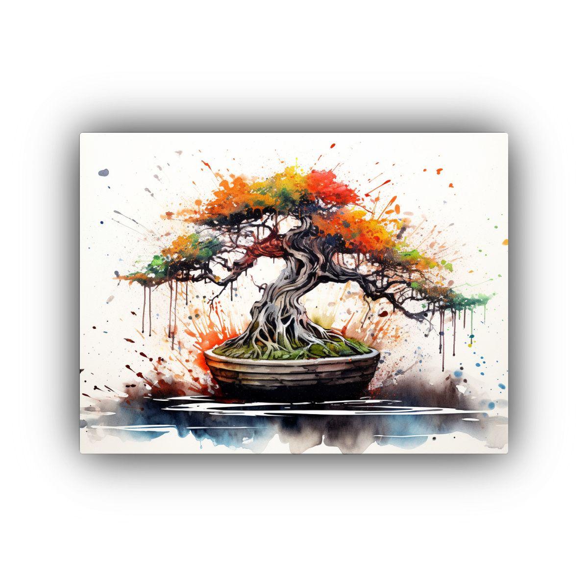 Cuadro Inspirador: Bonsái En Colores Negros, 90x60cm-0