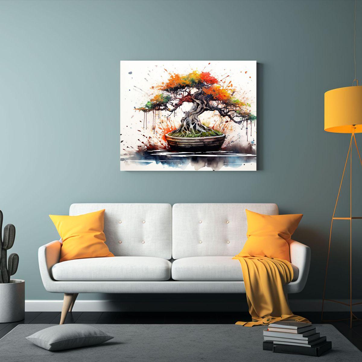 Cuadro Inspirador: Bonsái En Colores Negros, 90x60cm-2