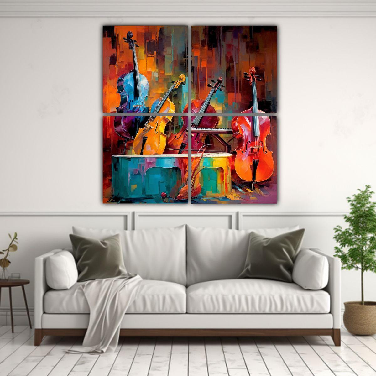 Cuadros Calidos Reflejo Musical Instruments 160x160 Cm-2